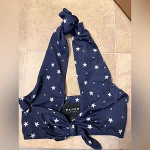 NWT- Paper London Navy Star Print Bikini Top Size: S